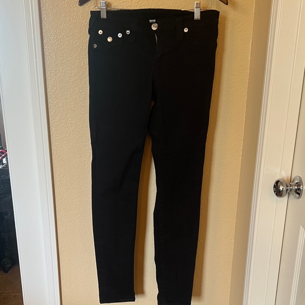 True Religion Black Straight Leg Jeans